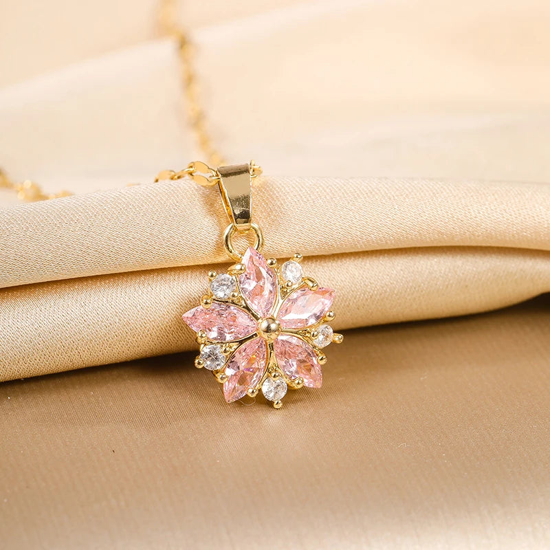Pink Blossom Charm – Modern Romantic Necklace