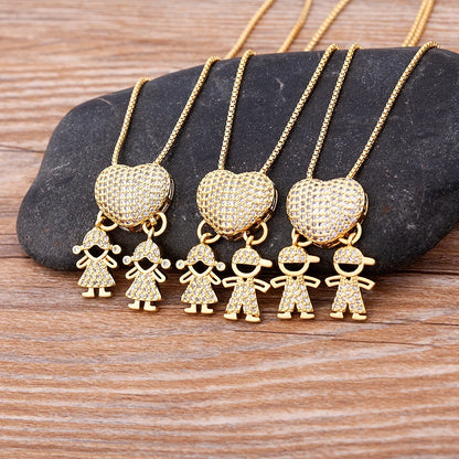 Family Heart – Cubic Zirconia Pendant Necklace