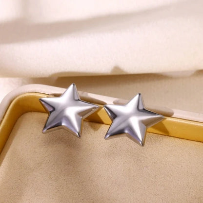 Starlight Hoops – Stainless Steel Star Earrings
