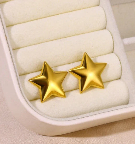 Starlight Hoops – Stainless Steel Star Earrings