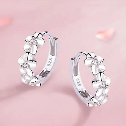 Floral Halo – 925 Sterling Silver Hoop Earrings