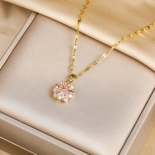 Pink Blossom Charm – Modern Romantic Necklace