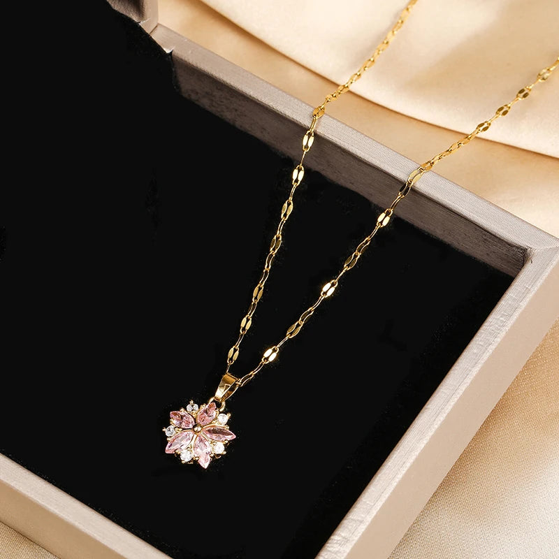 Pink Blossom Charm – Modern Romantic Necklace