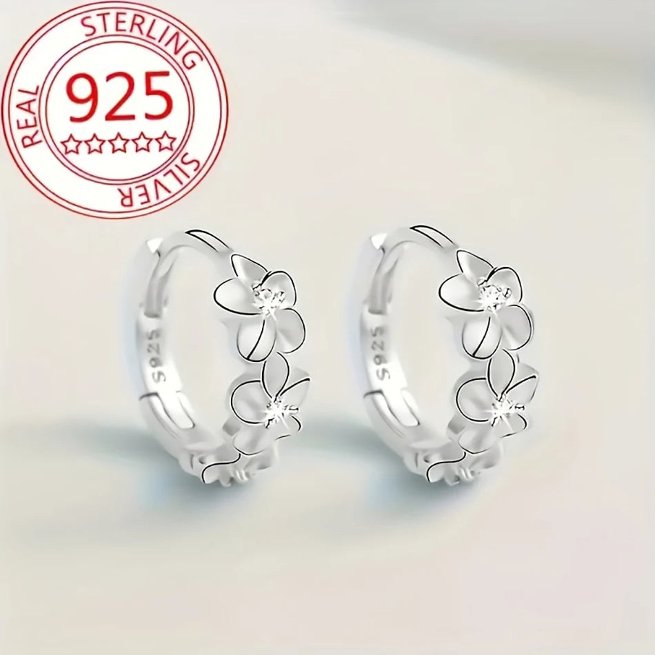 Floral Halo – 925 Sterling Silver Hoop Earrings