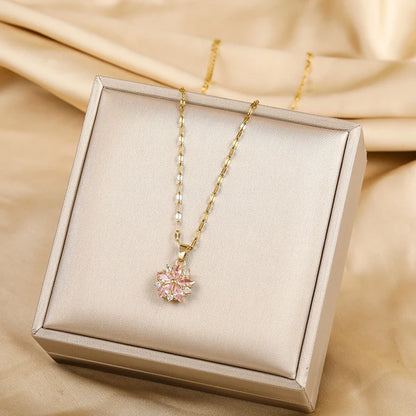 Pink Blossom Charm – Modern Romantic Necklace