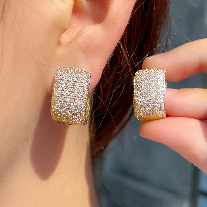Huitan Luxe Shine – Full Cubic Zirconia Hoop Earrings