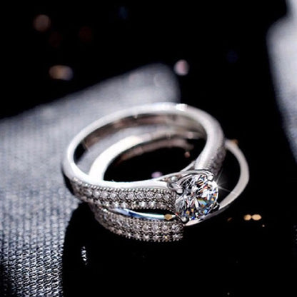 Vintage Halo – 925 Sterling Silver Wedding Ring Set