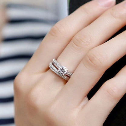 Vintage Halo – 925 Sterling Silver Wedding Ring Set