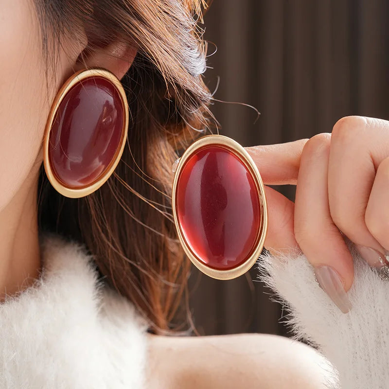 Ruby Heirloom – Vintage Oval Stud Earrings